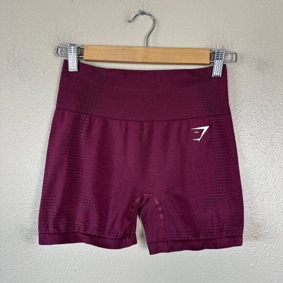 Gymshark Womens Vital Shorts Compression Cycling Athleisure Workout Plum Purple - Picture 2 of 4